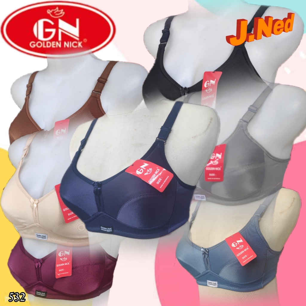 J532 BRA BH  BUSA TANPA KAWAT CUP SEDANG 34B - 42B | DUA PENGAIT BRA GN