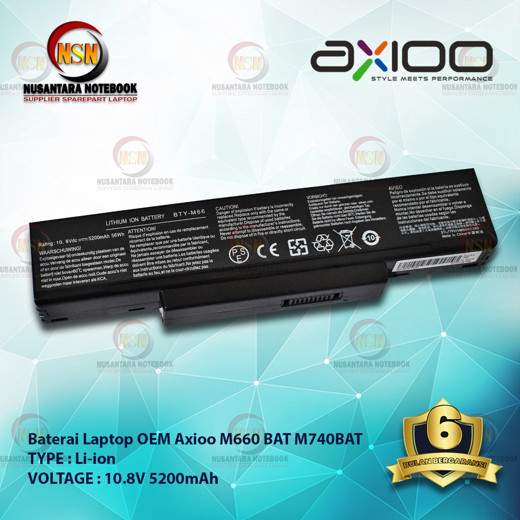 Baterai OEM Laptop For Axioo M660 BAT M740BAT 10.8V 5200mAh