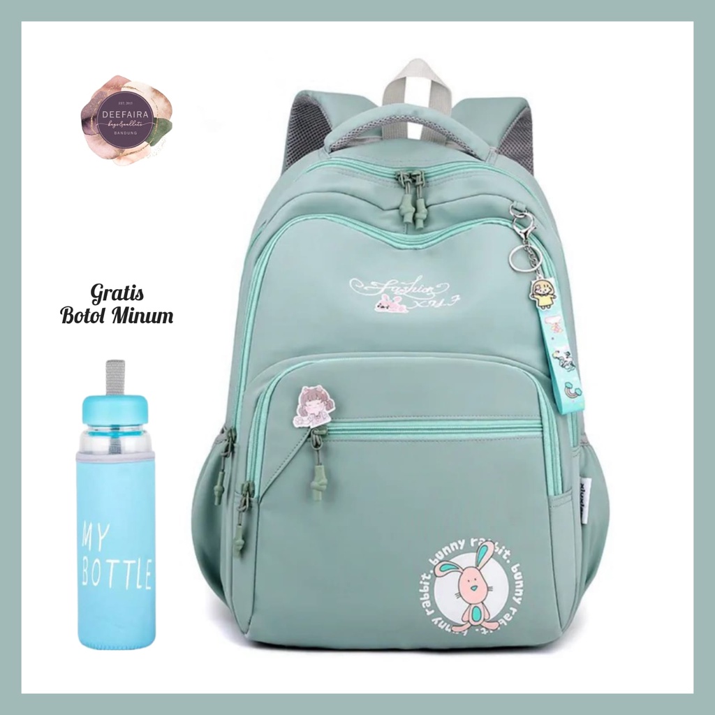 Tas Ransel Perempuan Sd Smp Sma KelinciRab1 Free Botol Minum Lucu