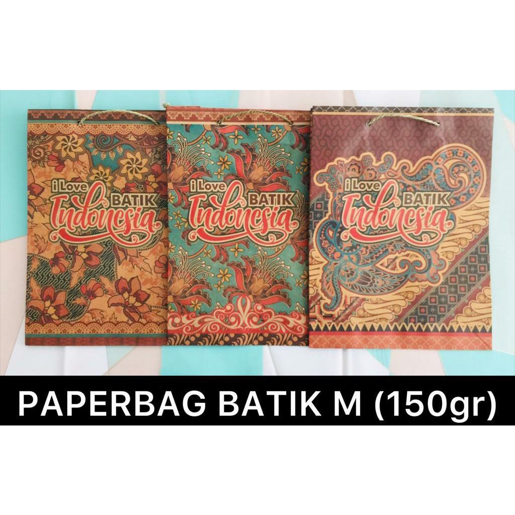 

PAPER BAG / TAS KERTAS / TAS SOUVENIR MOTIF BATIK UKURAN M (24.5 x 9.5 x 33 CM)