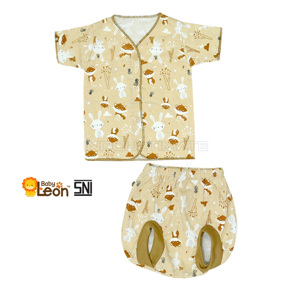 Setelan Baju Pendek + Celana Pendek Bayi (0-3 Bulan) BABY LEON Baju Bayi Baru Lahir Baju Tidur Bayi Setelan Baju Bayi Unisex DS-113 DS-114 SM-901
