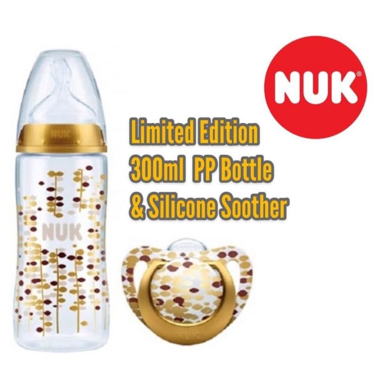 NUK Limited Edition 300ml Baby Bottle and soother Gold / Botol Susu Bayi dan Empeng NUK Set Disney