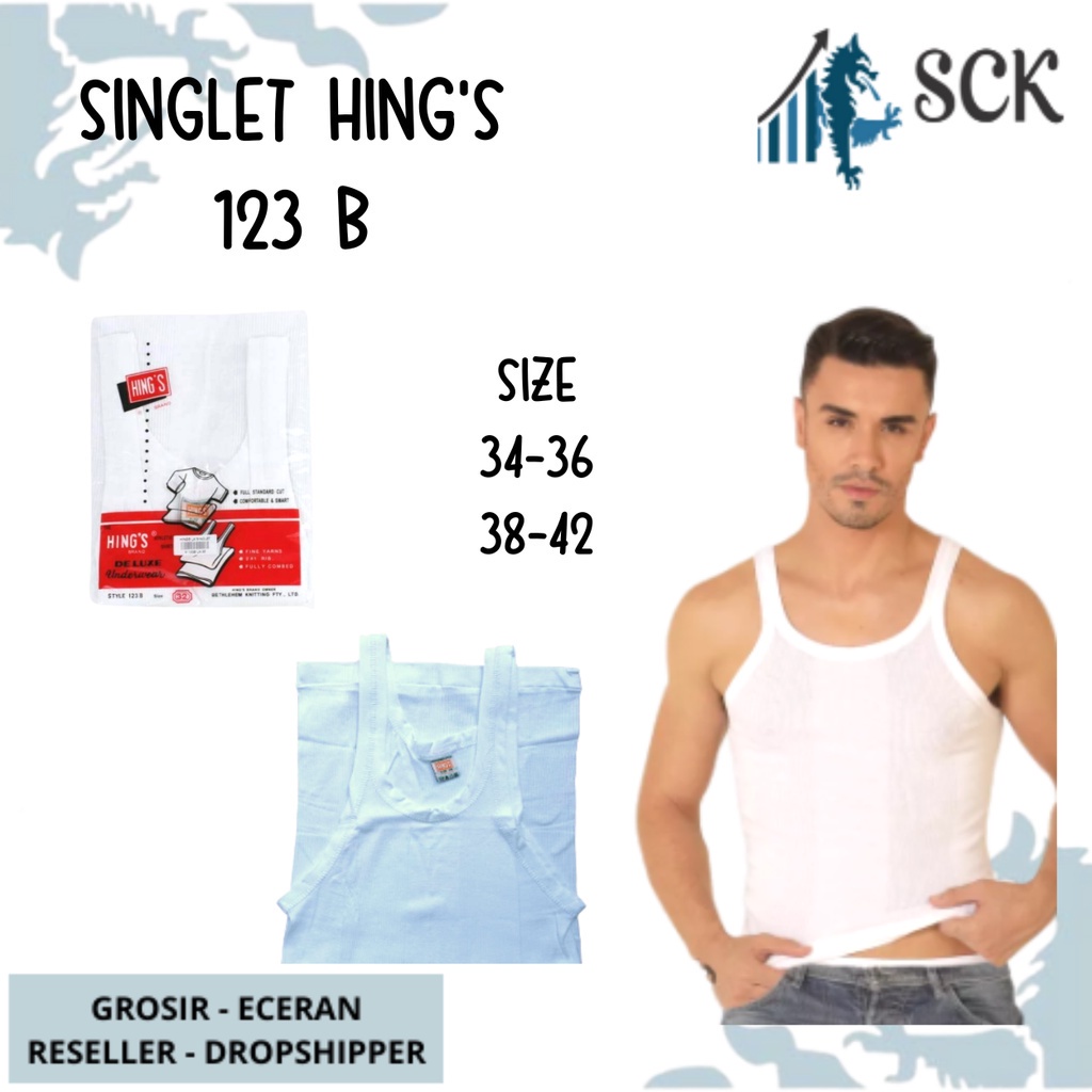 Singlet Pria HING Putih Polos 32-42 / Singlet Pria HINGS / Kaos Dalam Laki  / Pakaian Dalam Pria Hings - sckmenwear GROSIR