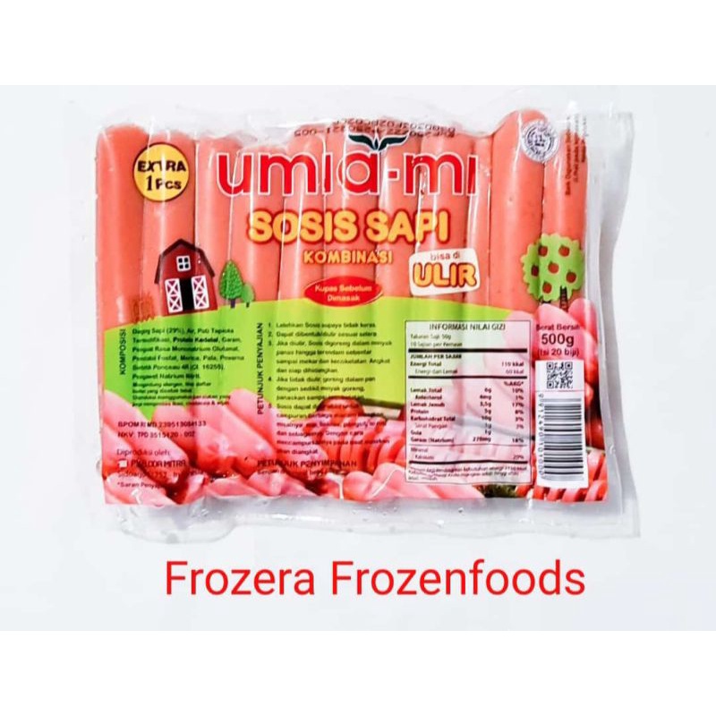 

[DIJAMIN FRESH] UMIAMI Sosis Sapi Ulir 500gr Isi 20 + 1 Biji / Frozenfoods Murah