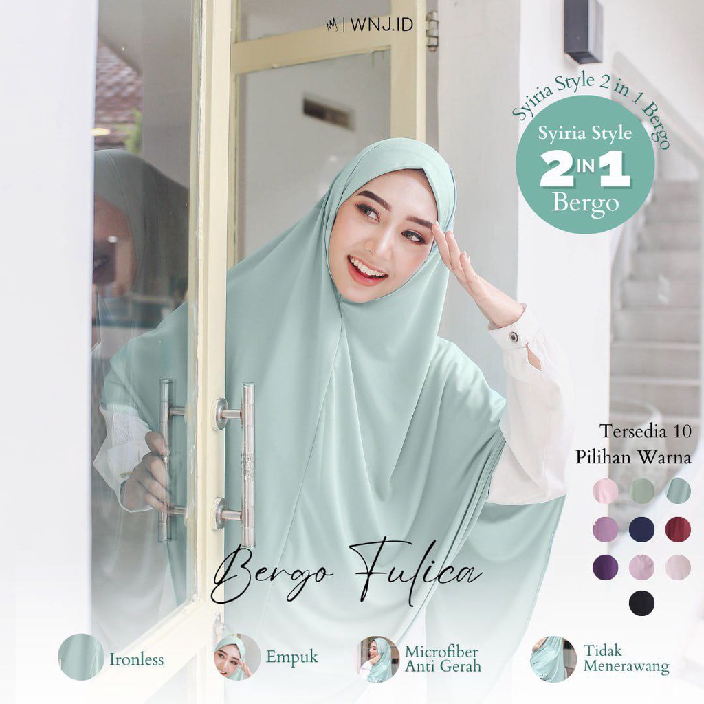 WNJ BERGO FULICA JERSEY ITY WHY UKURAN M L XL  JILBAB INSTAN WANOJA ADEM &amp; LEMBUT