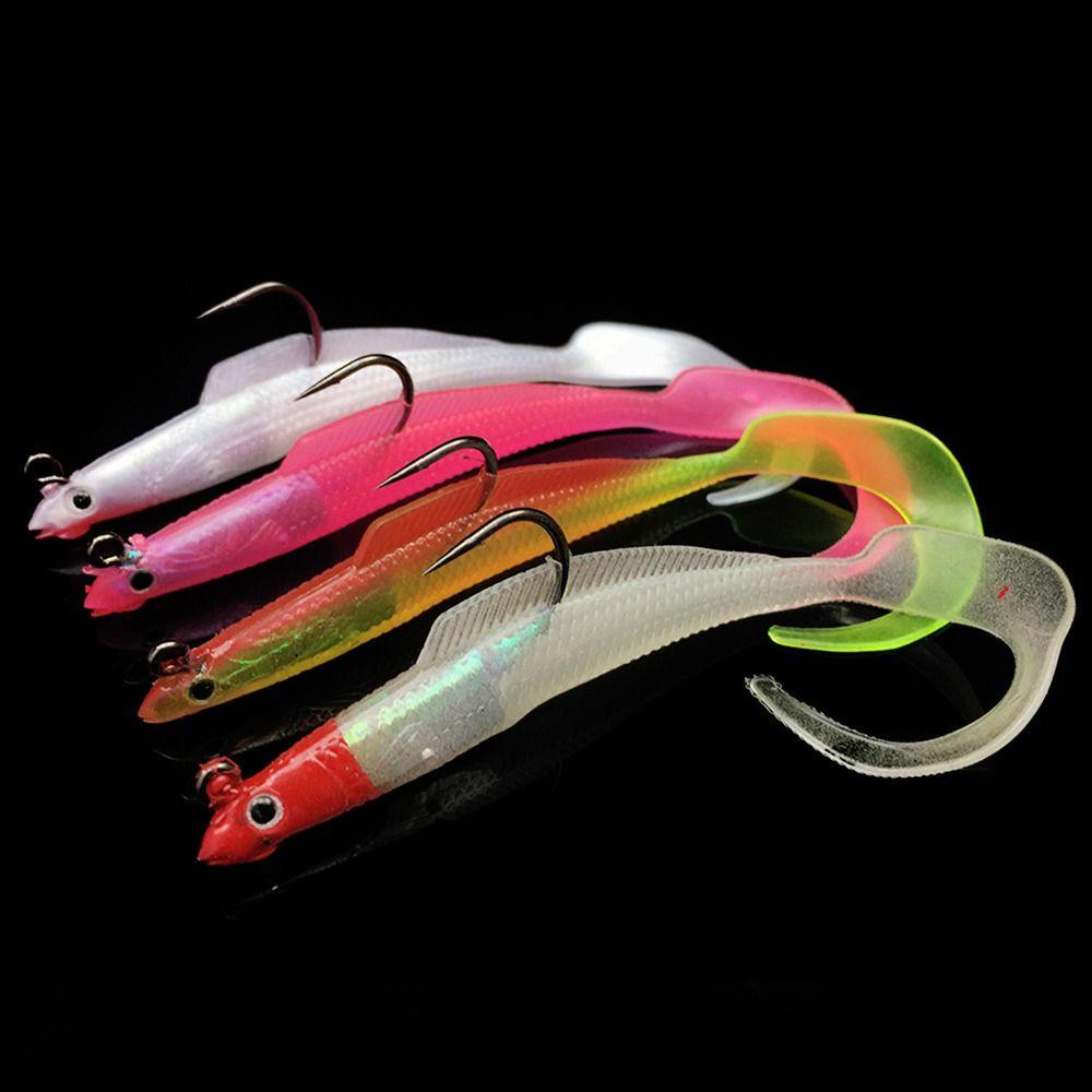 TOP 5pcs Engkol Umpan bass Lembut 12cm 8.5g fly fishing sea Lead Head hook