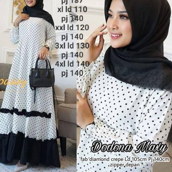 ♖ GAMIS DODONA POLOS POLKADOT JUMBO UP TO LD 140 BAHAN MOSCRAPE HALUS ✼