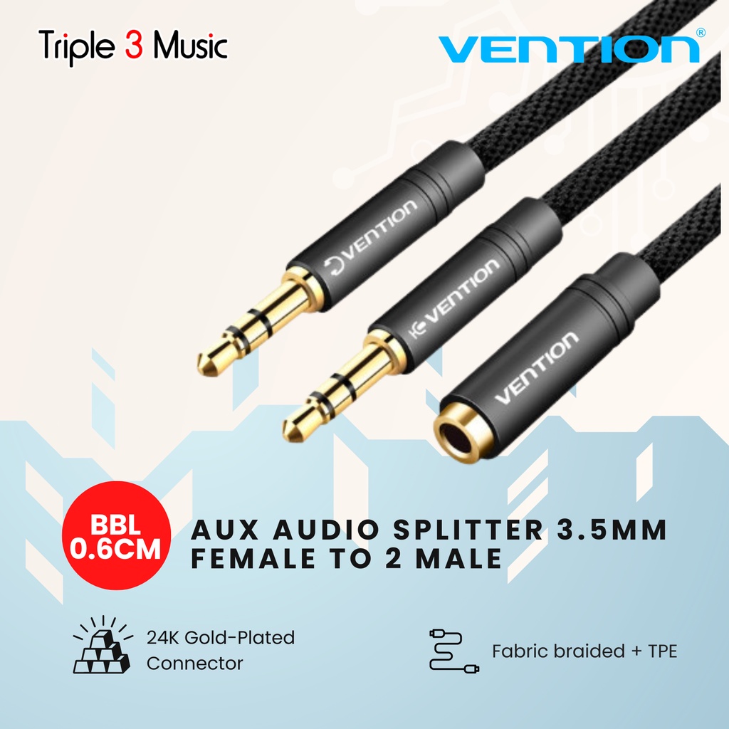 Vention BBL 0.6M - Kabel Aux Audio SPLITTER MIC &amp; HEADPHONE