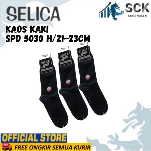 Kaos Kaki Sekolah Panjang SELICA SPD 5030 HITAM 21-23 cm / Kaos Kaki SD 5030 H - sckmenwear GROSIR