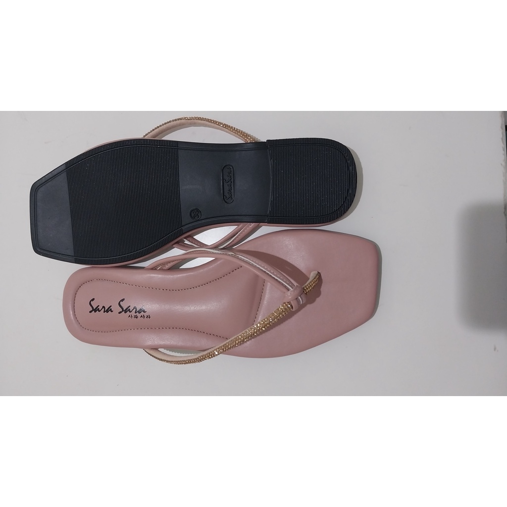 Sara Sara Angel Sandal Jepit Wanita Kristal Sendal Japit Cewek Cantik Teplek Size 36-40