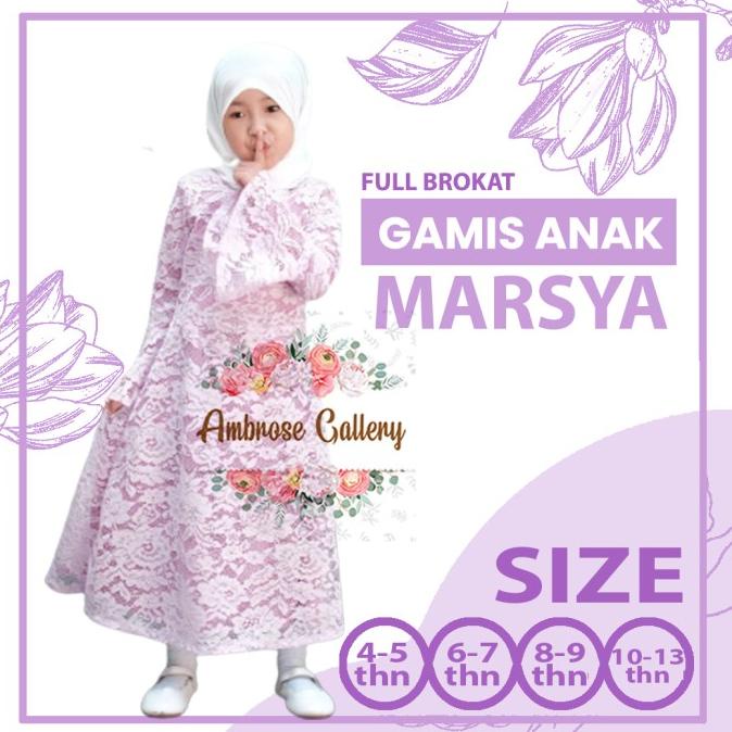 Gamis Brokat Anak Perempuan MARSYA Dress Brukat Ungu Lilac 4 sd 13 th