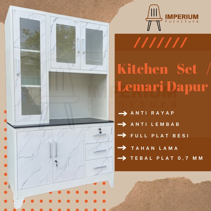 Terlaris Kitchen Set / Lemari Dapur Besi / Rak Dapur Besi / Lemari Sayur Marble