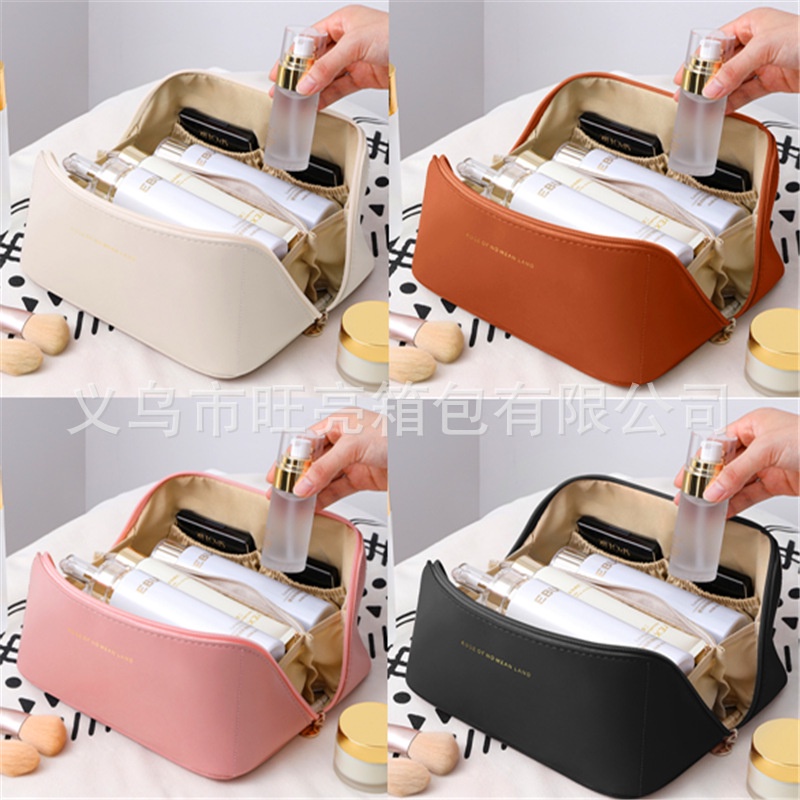 【COD】Tas Kosmetik Wanita/Ins Kapasitas Tas Kosmetik/kulit PU/Tas Cuci Multi-Layer/Whandbag Portabel