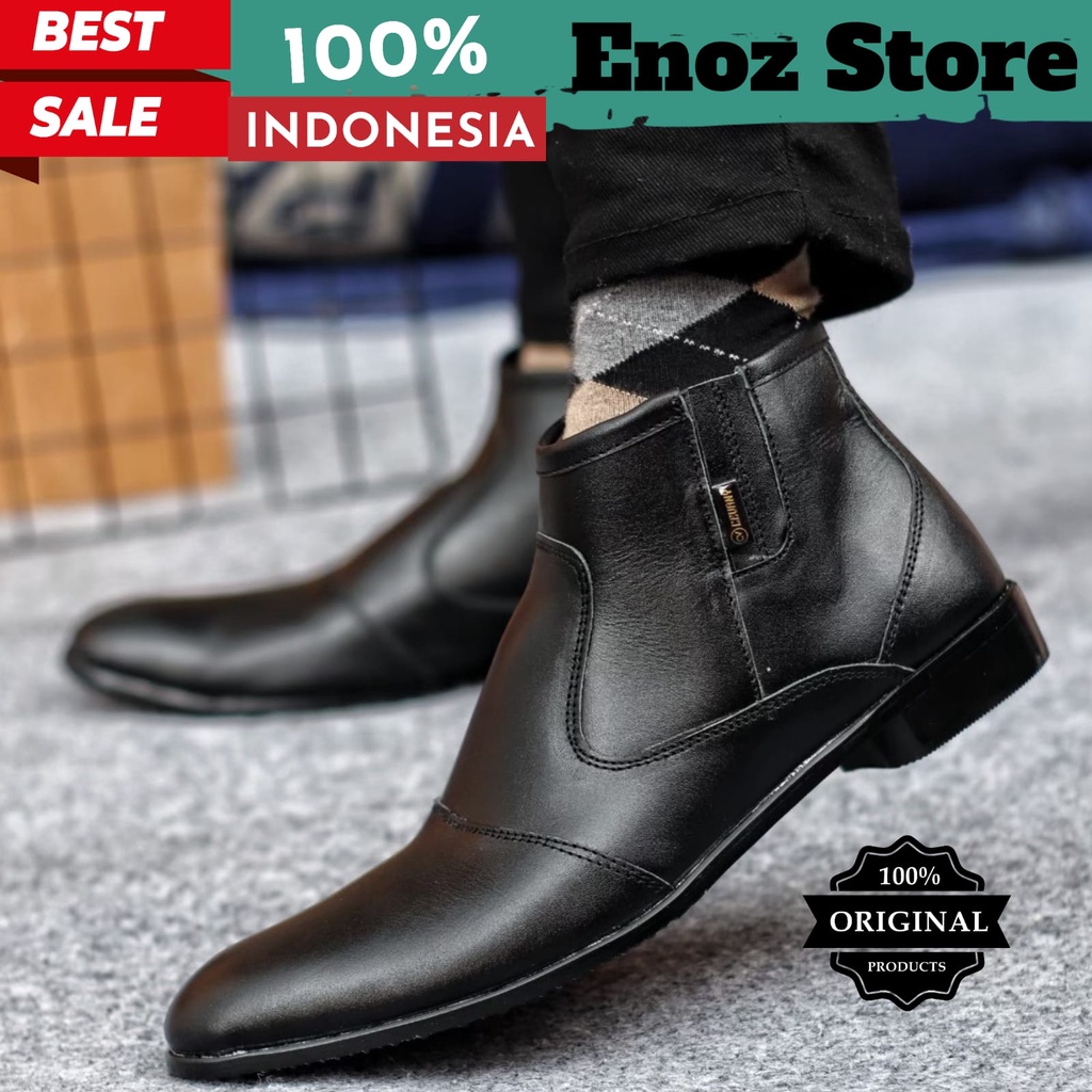 ENOZ X NANO - Sepatu Pantofel Formal Kerja Kantoran Original Pria Sepatu Pantopel Cowo Kulit Asli Formal Dinas Perawat Dokter Elegant