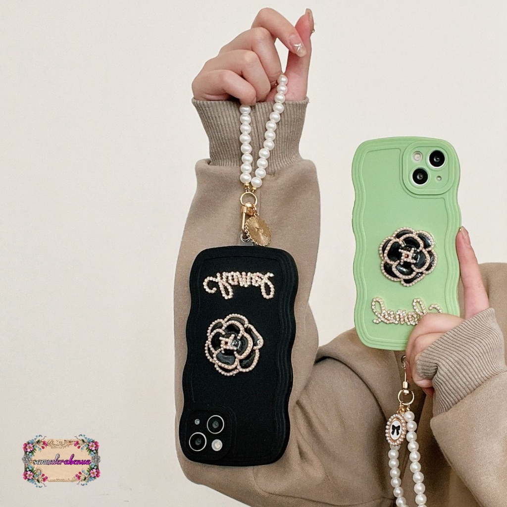 GC13 SOFTCASE WAVY FLOWER 3D LANYARD FOR OPPO A5 A9 2020 A52 A92 A53 A33 2020 A54 A55 A57 2022 A77S A74 A95 A76 A36 A96 RENO 4F F17 PRO 5 5F 6 7 8 7Z 8Z SB4801