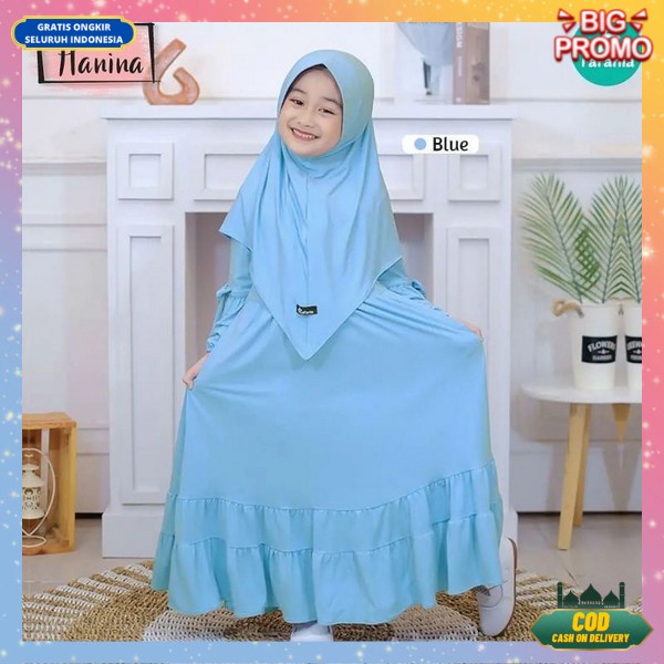 Busana Muslim Anaak Perempuan Fashion Ank Cewek Hari Raya Bsju Moslim Bahan Tebal Stelan Anaj Museli