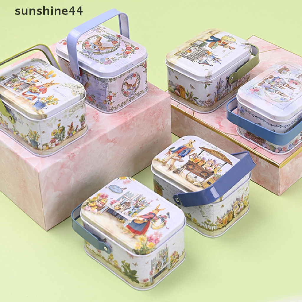 Sunshine Vintage Penyimpanan Koper Kecil Tinplate Candy Box Gift Box Dekorasi Paskah ID