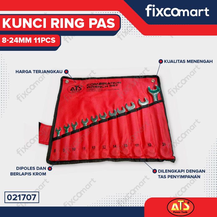 Kunci Ring Pas ATS SET 11 pcs ( 8-24mm)