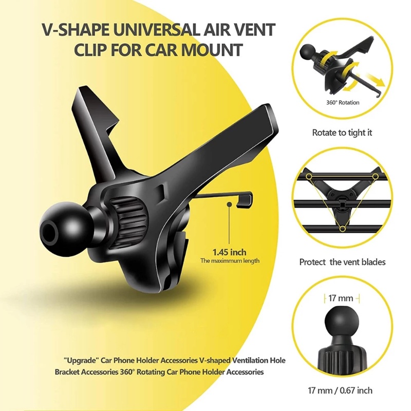 Car Air Outlet Hook Untuk Magnet Braket Ponsel Klip Holder Ponsel Mobil Aksesoris Interior Mobil Klip Ventilasi Udara Universal 17mm Kepala Bola Klip Ventilasi Udara