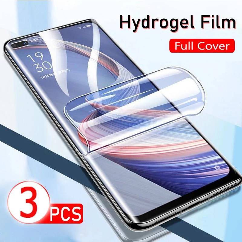 3pcs film Hidrogel Full Cover Untuk OPPO Reno 3 4 5 6 7 8 Pro Plus Lite Pelindung Layar Untuk OPPO Reno4 Reno5 Reno7 Z film