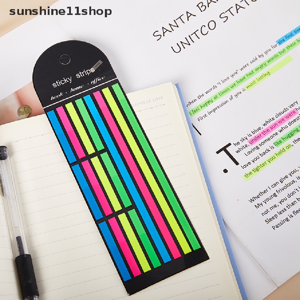 Sho 1Set Stiker Warna Transparan Neon Index Tabs Bendera Sticky Note Stationery Anak Hadiah Alat Tulis Membaca Perlengkapan Kantor Sekolah N