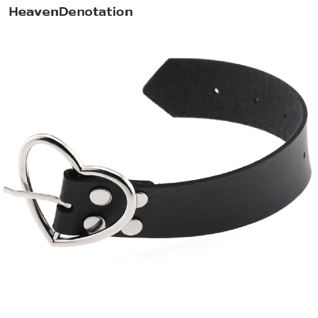[HeavenDenotation] Gelang Hati Bahan Kulit Hitam Untuk Wanita Gothic Bracelet Dekorasi Aksesoris HDV