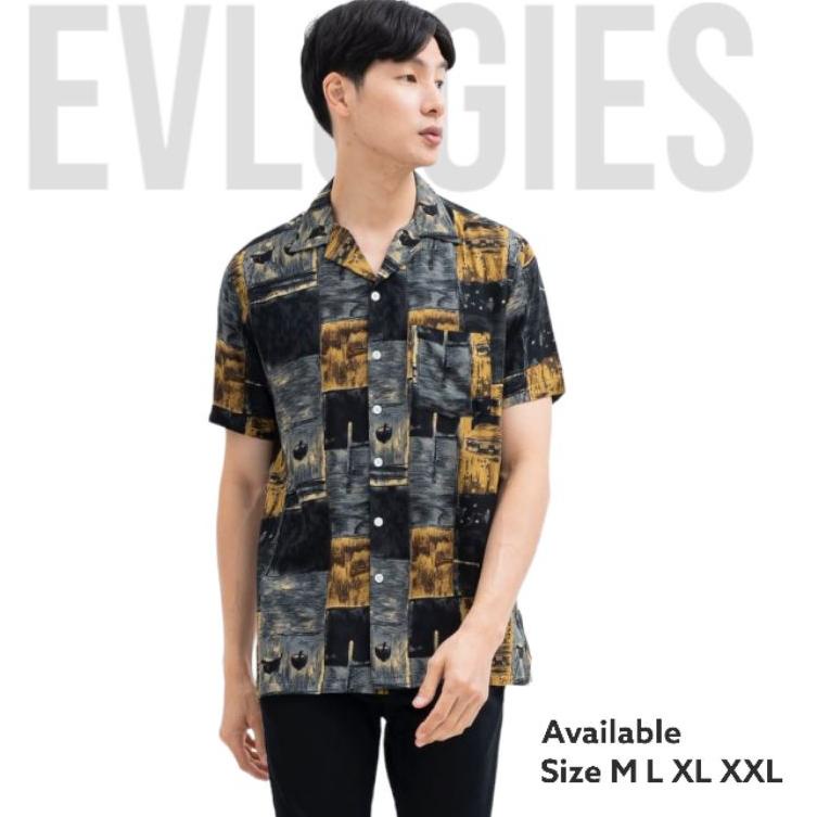 TREN TERBARU Kemeja Pantai Pria Surfing Lengan Pendek Cowok Hem Premium Distro Print Motif Koran Baj