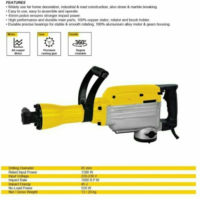 MURAH Mesin Bobok Beton / Demolition Hammer Mesin Bobok Beton Super Kuat Mailtank SH-58 Demolition Hammer Electric Breaker Jack Hammer