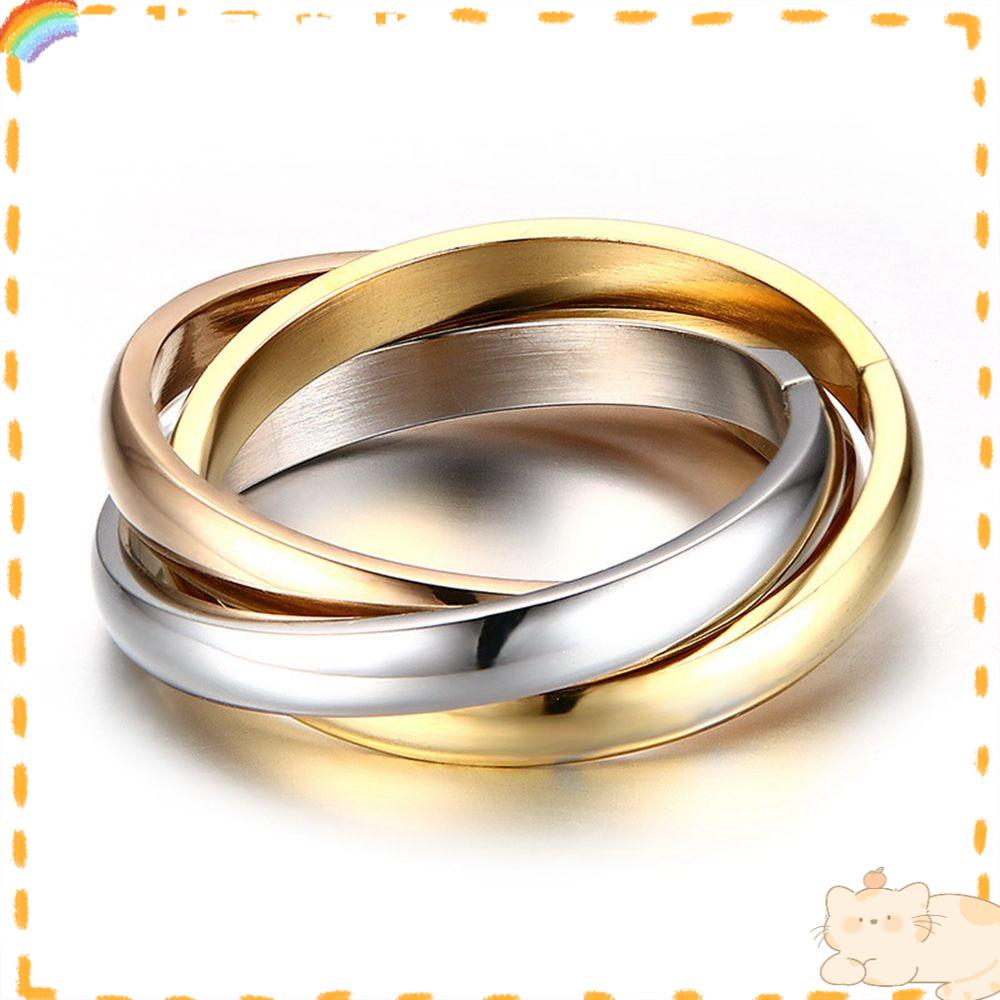 Solighter 2pcs Cincin Set Perhiasan Wanita Tunangan Kawin Concatenate