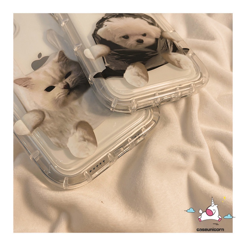 IPHONE Kompatibel Untuk Iphone 11 14 13 12 Pro Max7 8 6 6S Plus XR X XS MAX Kartun Lucu Kucing Anjing Airbag Shockproof Lembut TPU Silicon Bening Pasangan Phone Case