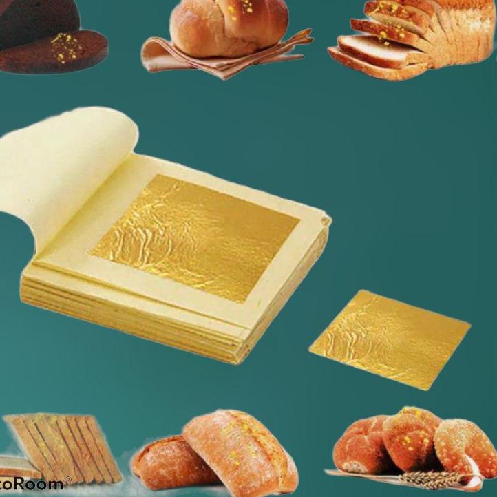 

✥ GOLD EDIBLE LEAF SHEET KERTAS MAS FOOD GRADE 24K 10Lembar ☼