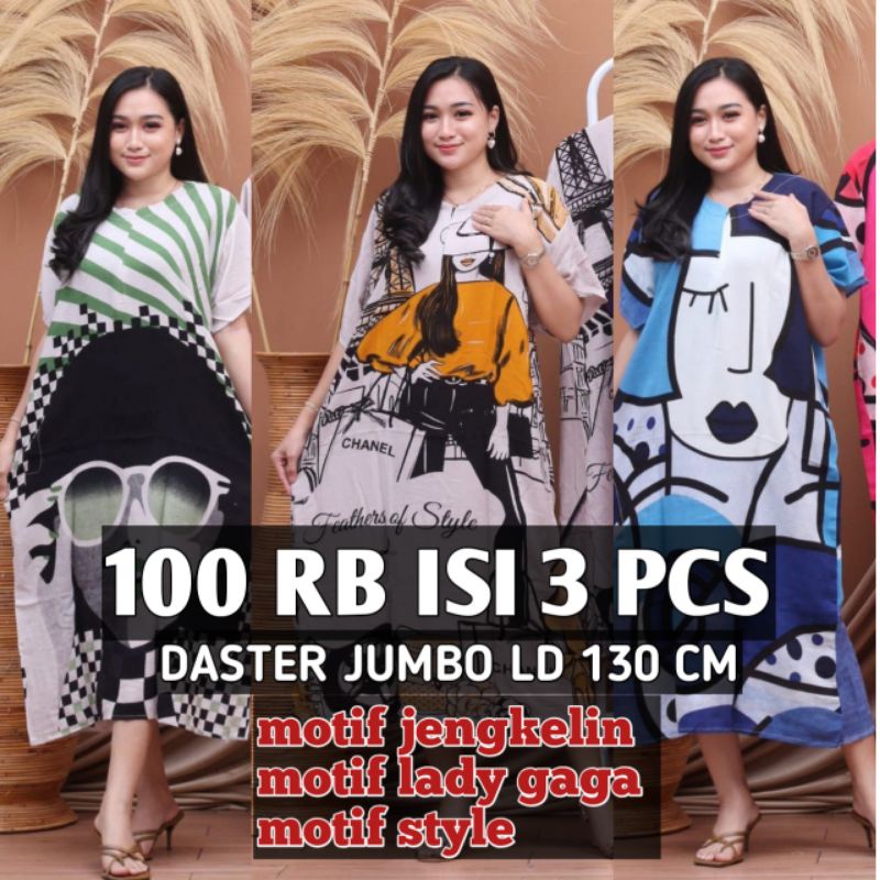 DASTER JUMBO MOTIF VIRAL KEKINIAN 100rb isi 3 pcs BUSUI MOTIF BUNGA DASTER PEKALONGAN MURAH BAJU TIDUR WANITA HAMIL