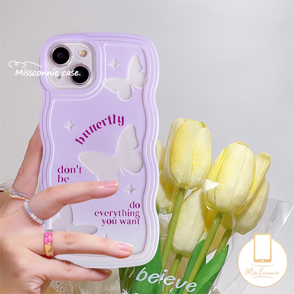 Case Redmi Note11 11s 10 9 8 10s 9s 10 Pro Max Redmi 12C 10C 9T 10 9A 9C 9 A1 10A A1+POCO M3 X3 NFC Pro Mi 11T Pro Fantastic Butterfly Purple Gradient Wavy Edge Soft Case