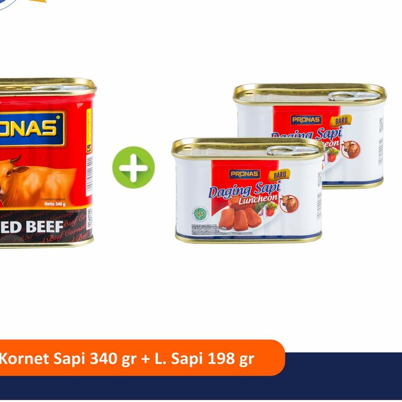 

ⅎ PRONAS Paket Exclusive Kornet Sapi 340 g dan Luncheon Sapi 198 g bundling 3 pcs ✰