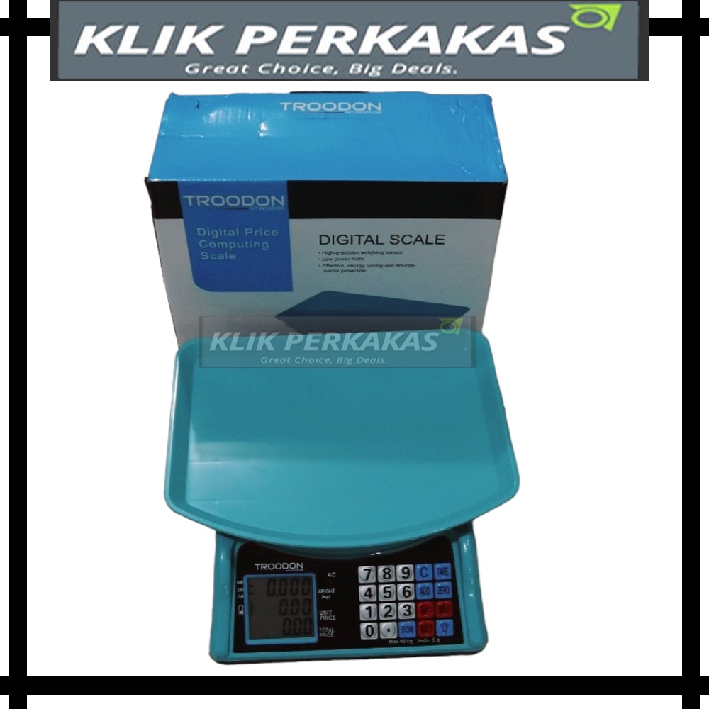 Timbangan Duduk Digital 40 Kg Body PVC Troodon Timbangan Buah dapur(dapat input harga)