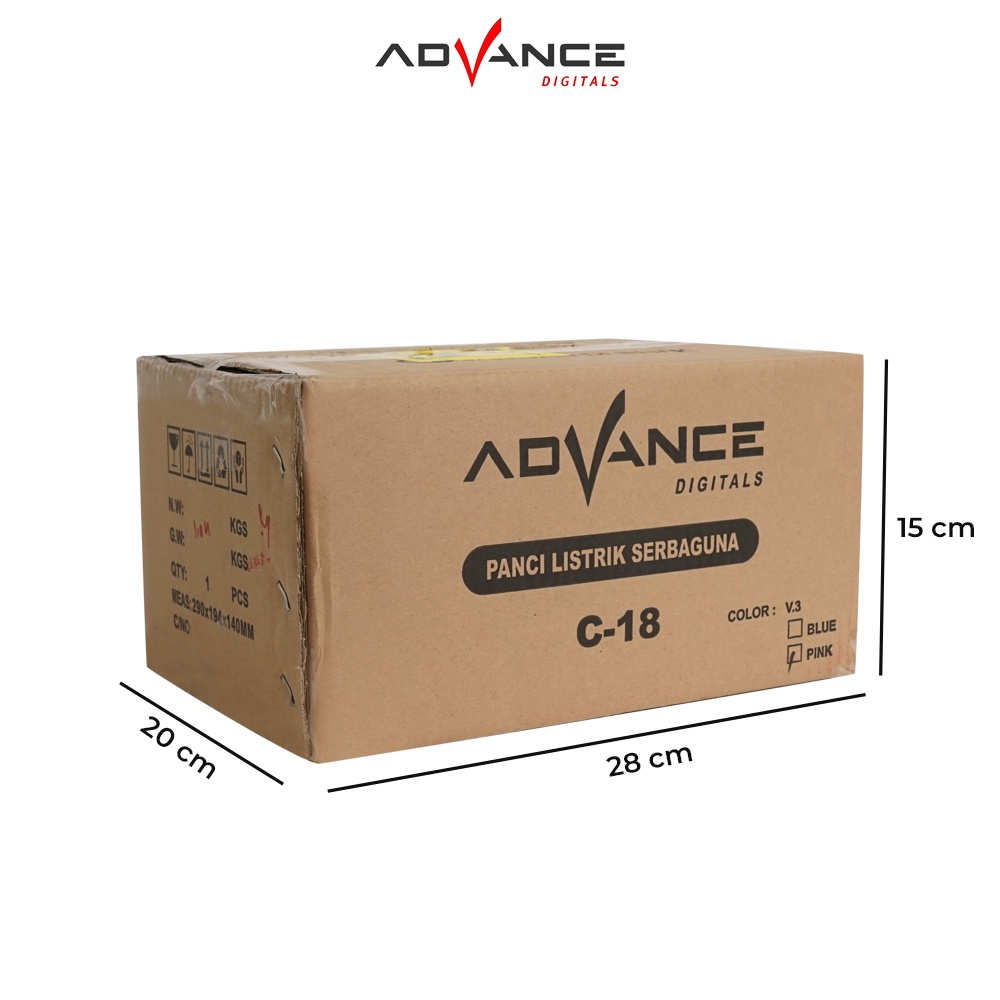 ADVANCE Panci Listrik 1.5L Serbaguna Multifungsi Electric Panci Pengukus Plastik C18