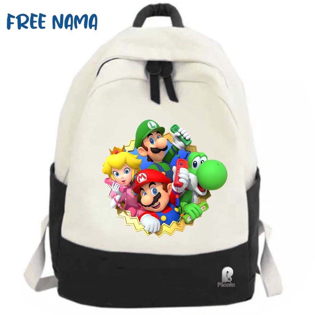 TAS RANSEL BACKPACK ANAK SEKOLAH MOTIF SUPER MARIO UNISEX (FREE NAMA)