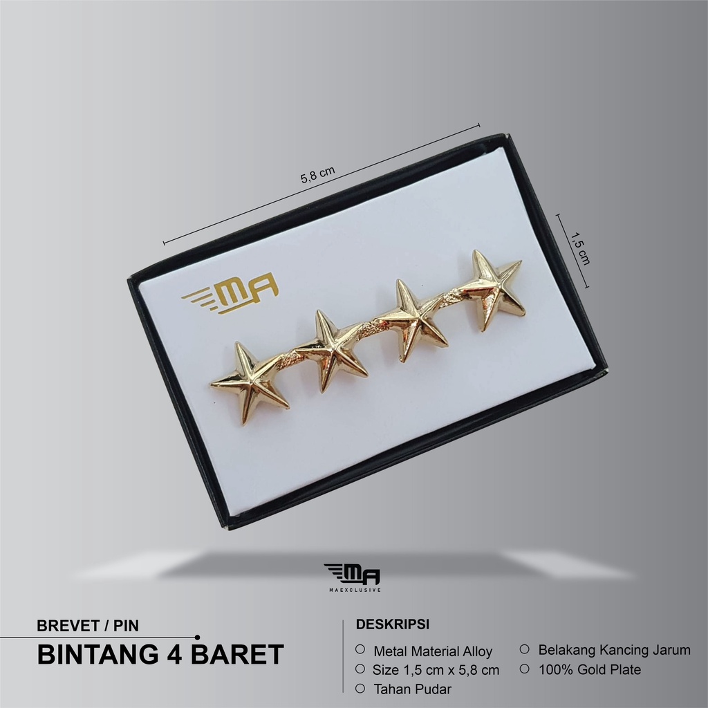 PIN BINTANG 4 BARET PDH BRIVET BREVET WING PIN BINTANG 4 BARET