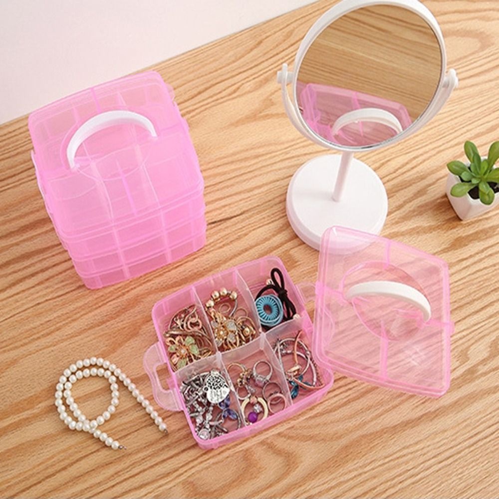 [Elegan] Kotak Penyimpanan Plastik Praktis 18sekat 3lapis Removable Stackable Vintage Jewelry Bead Organizer