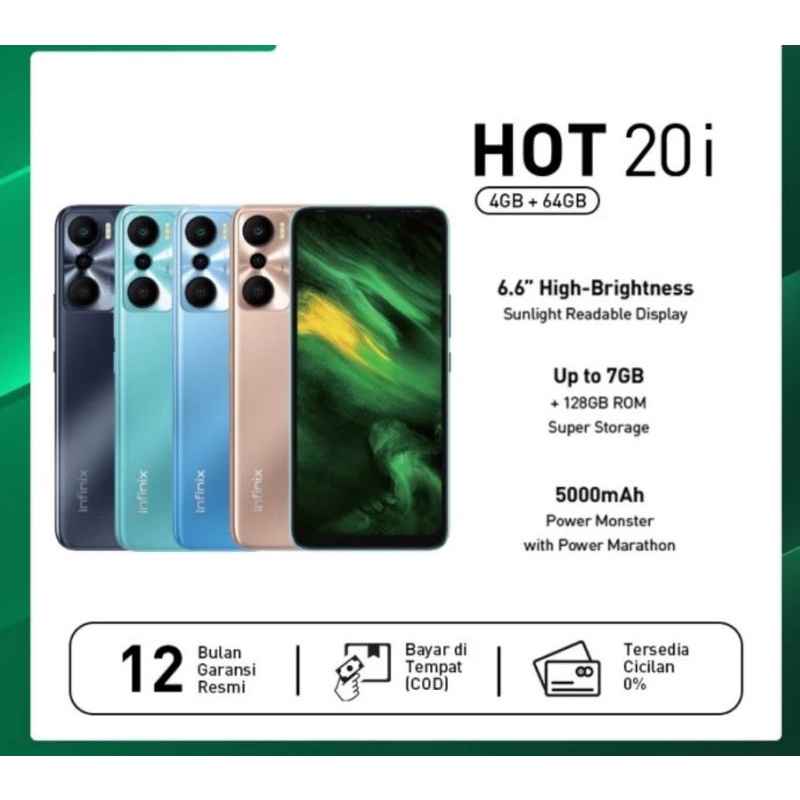 Infinix Hot 20i 4/64GB - Up to 7GB Extended Ram -Helio G25 - 6,6"HD