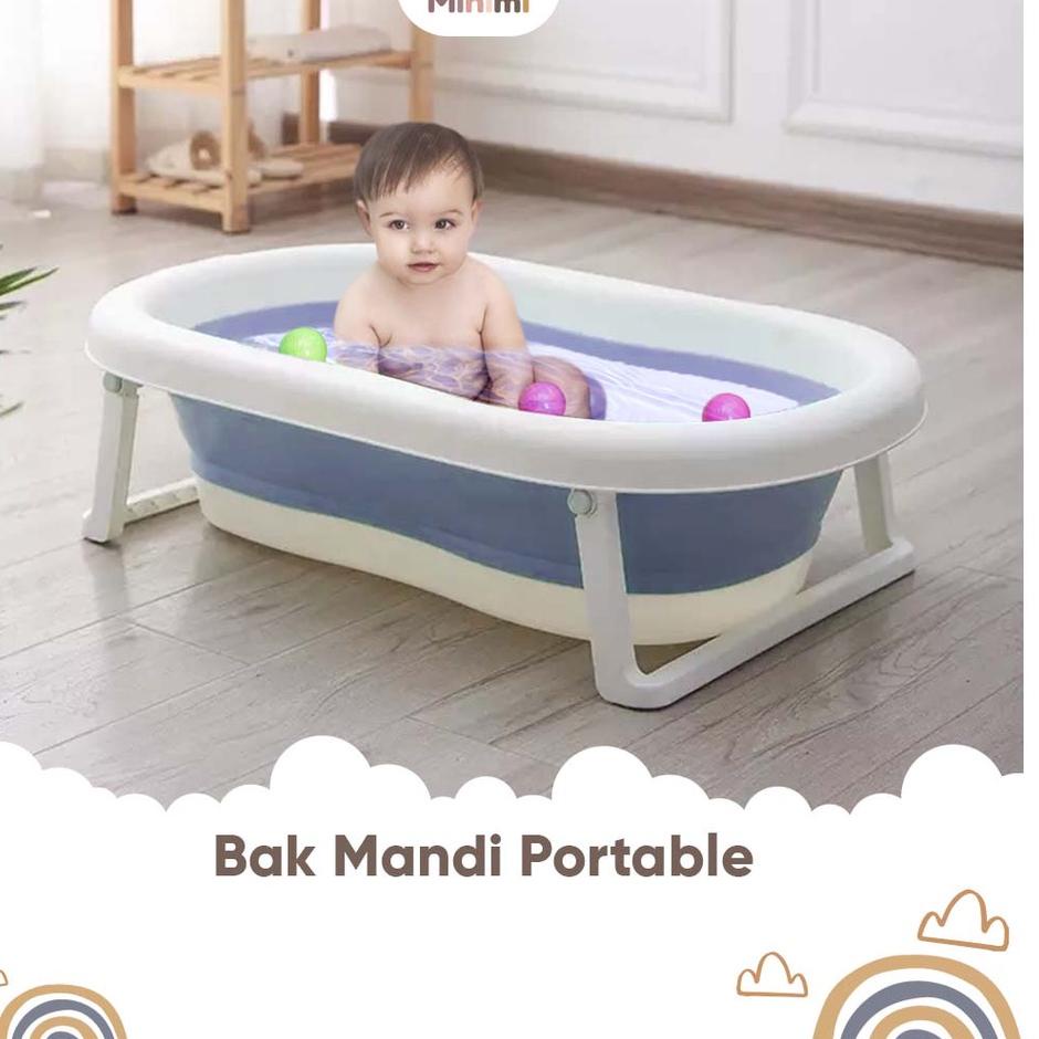 Langsung Miliki Minimi Foldable Baby Bath Tub Bak Mandi Lipat Tempat Mandi Bayi Lipat Bahan Silikon