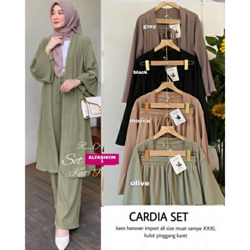 Cardia Set, SETELAN CELANA &amp; OUTER  CANTIK MODIS FIT XXXL LD 110-130 BAHAN KAOS HANOVER IMPORT TERMURAH OOTD