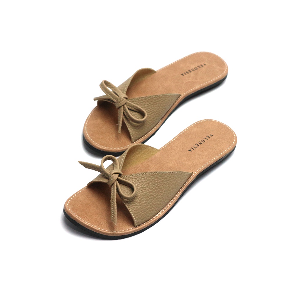 Sandal Slop Papirut Motif Kulit Jeruk Sendal Wanita Kekinian Papirut Alas Karet Anti Licin Velonesia - Gina