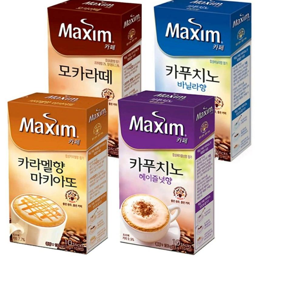 

☝ MAXIM COFFEE CAFE MOCHA LATTE / CAPPUCCINO VANILLA / CAPPUCCINO HAZELNUT / CARAMEL MACCHIATO ☈