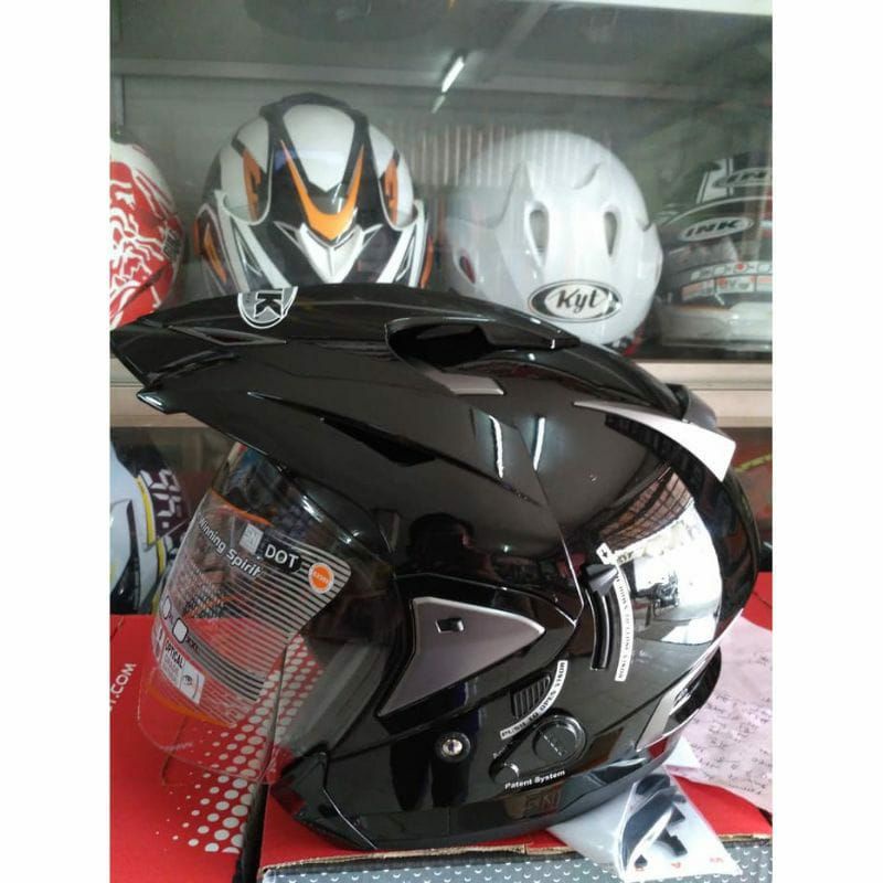 HELM INK T MAX DOUBLE VISOR BLACK GLOSS DAN BLAK DOFF