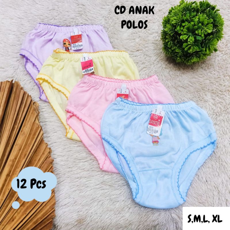 12 Pcs Celana Dalam Anak Sablon Polos / Celana Dalam Anak Murah / Celana Dalam anak Cewek / Celana Dalam Grosir Lusinan