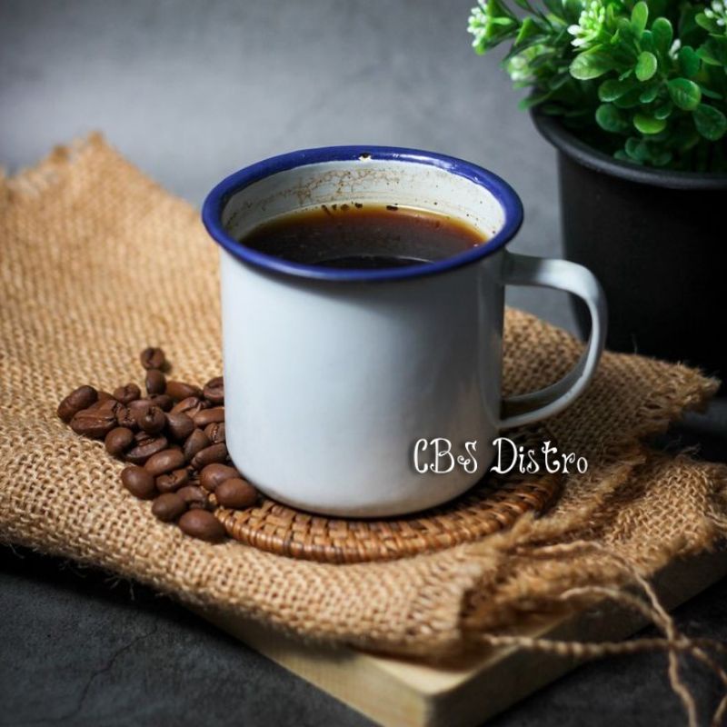 Gelas Cangkir Mug Polos Enamel Stainless Kopi Coffee Teh Espresso Vintage Jadul