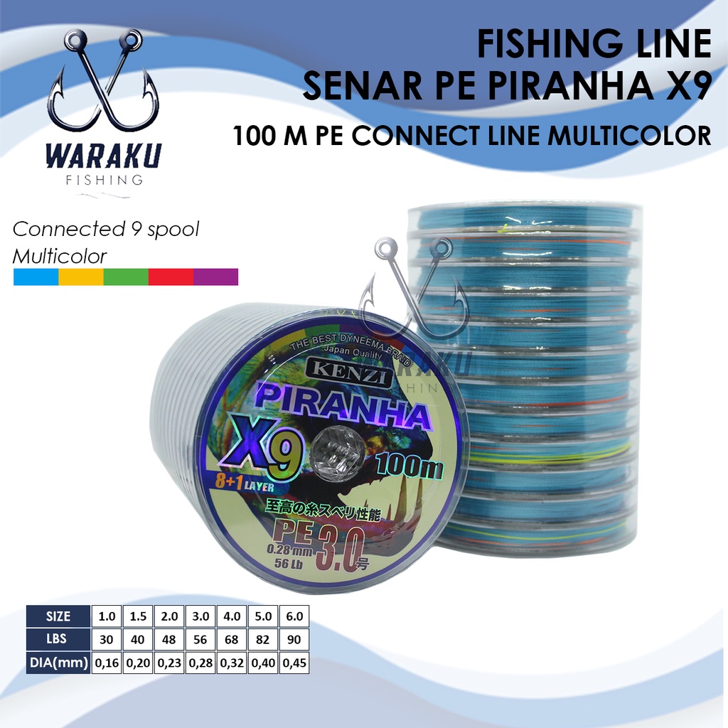 SENAR PE PIRANHA X9 100M KENZI PIRANHA MULTICOLOR
