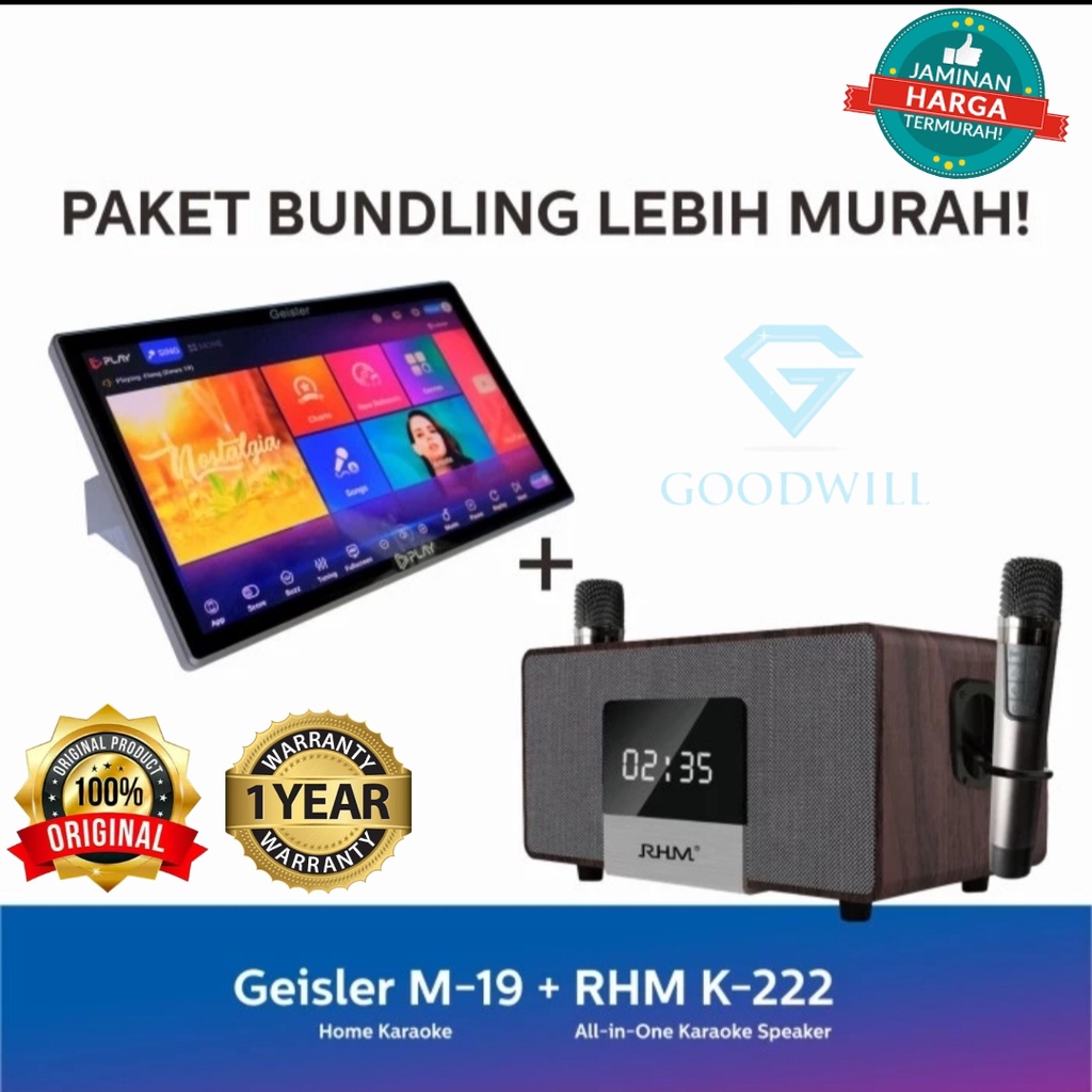 Paket Karaoke Player Geisler Play M-19 V.2 dan Speaker RHM RM-K222