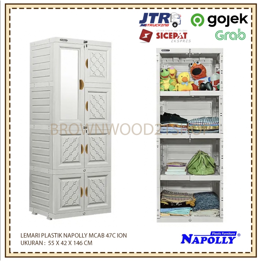 LEMARI PAKAIAN NAPOLLY / LEMARI PLASTIK NAPOLLY / LEMARI PLASTIK DENGAN KACA MINICAB MCAB 47C ION / 